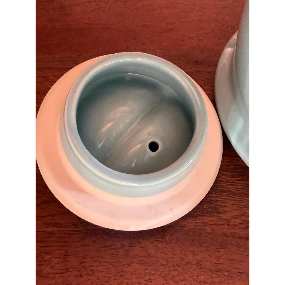 Vintage Hall China Forman Family Powder Blue Cozy Teapot Chrome Cover 1950s